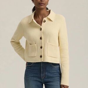 FAVORITE DAUGHTER The Annabel Jacket Moonbeam size L Knit Cardigan Butter Yellow